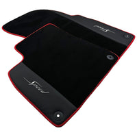 Black Floor Mats for Bentley Mulsanne (2010-2020) with Leather | Red Trim - AutoWin