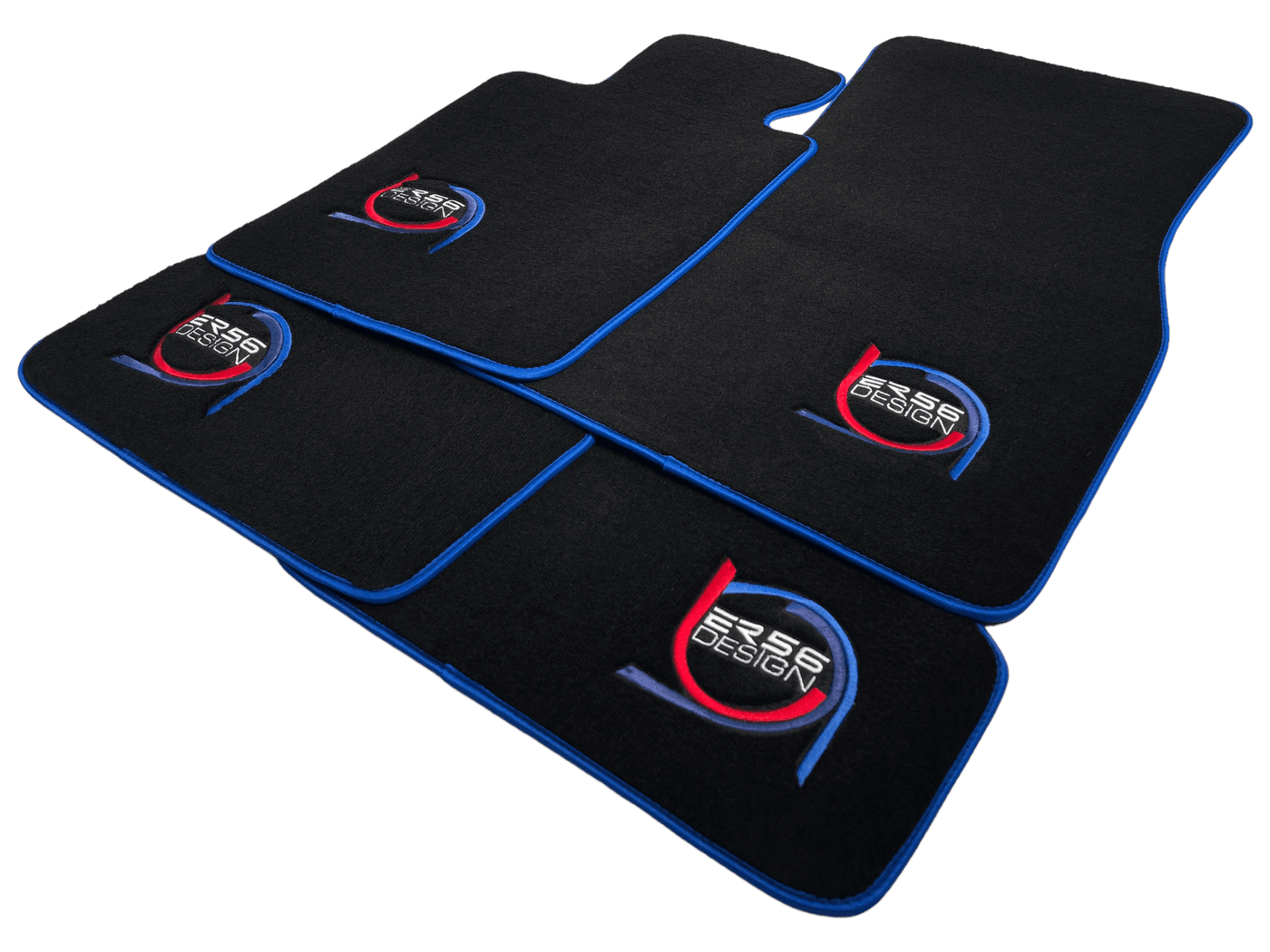 Black Floor Mats For BMW 3 Series E91 5-door Touring ER56 Design Limited Edition Blue Trim - AutoWin