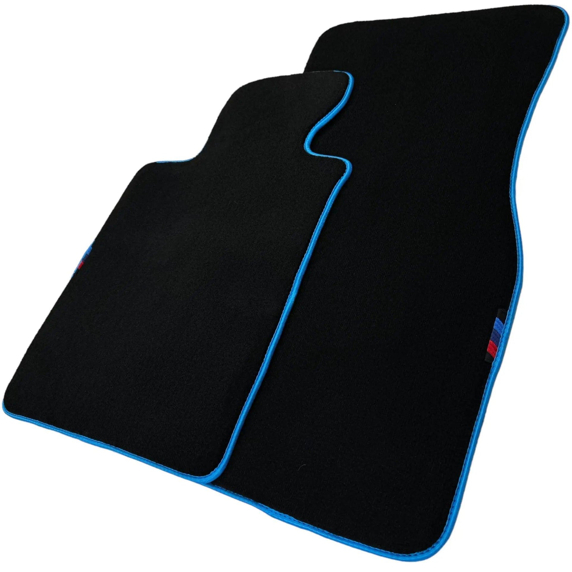 Black Floor Mats For BMW 5 Series E39 | Sky Blue Trim - AutoWin