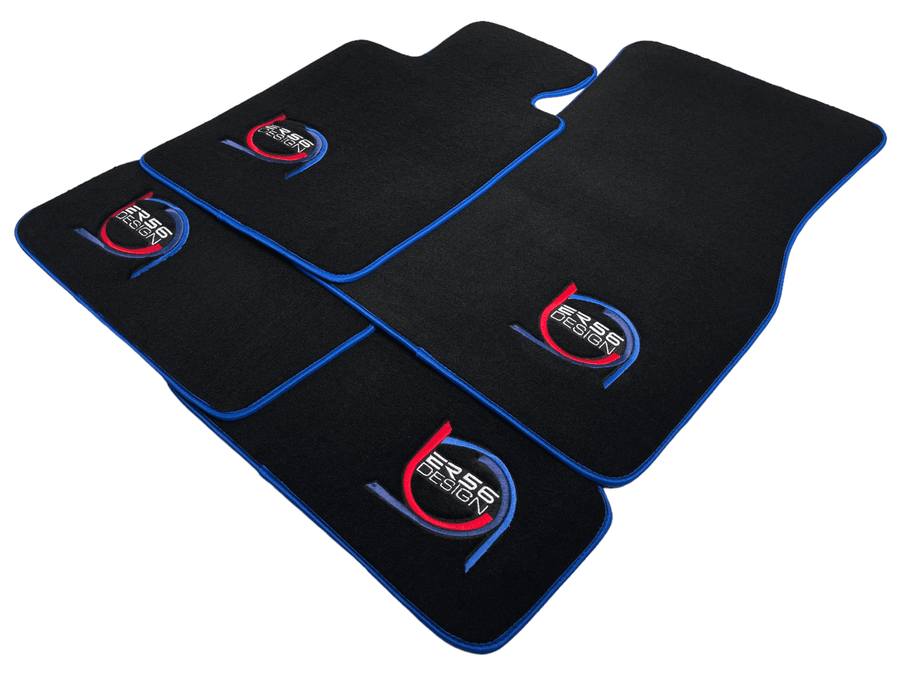 Black Floor Mats For BMW 6 Series E64 Convertible ER56 Design Limited Edition Blue Trim - AutoWin