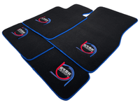 Black Floor Mats For BMW 7 Series E38 Long ER56 Design Limited Edition Blue Trim - AutoWin