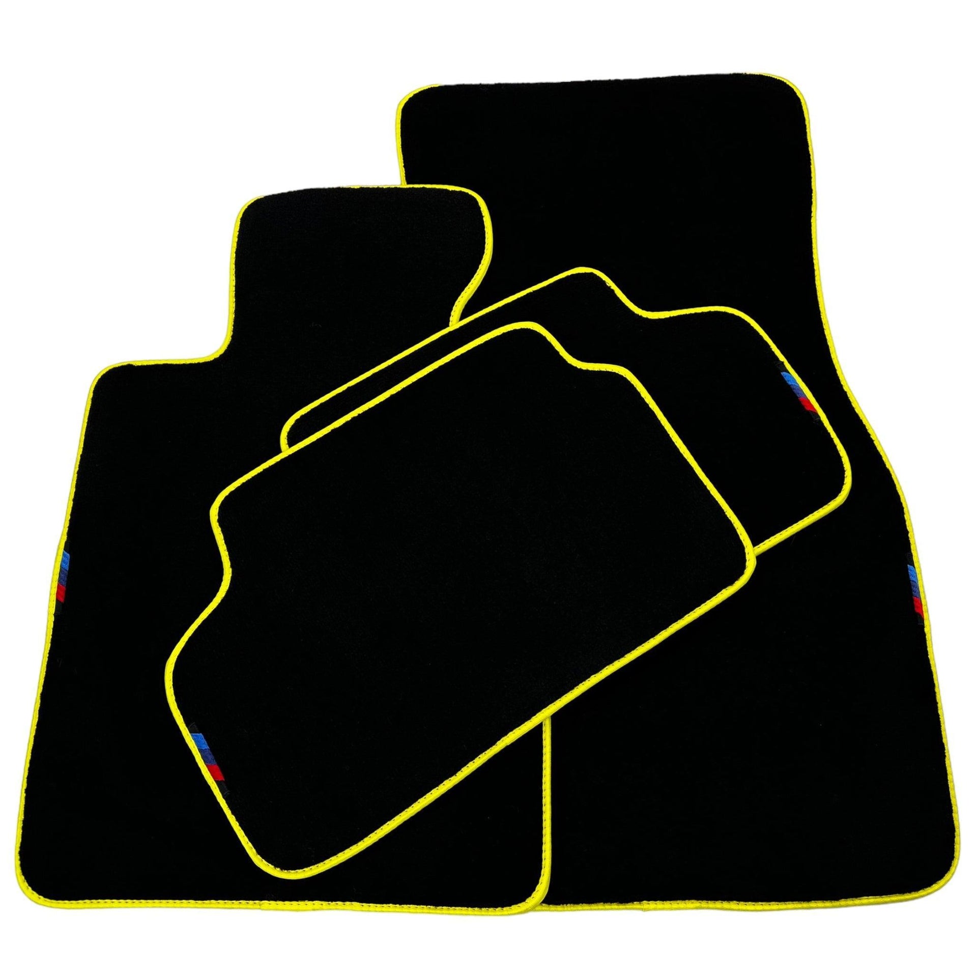 Black Floor Mats For BMW 7 Series F02 | Yellow Trim AutoWin Brand - AutoWin