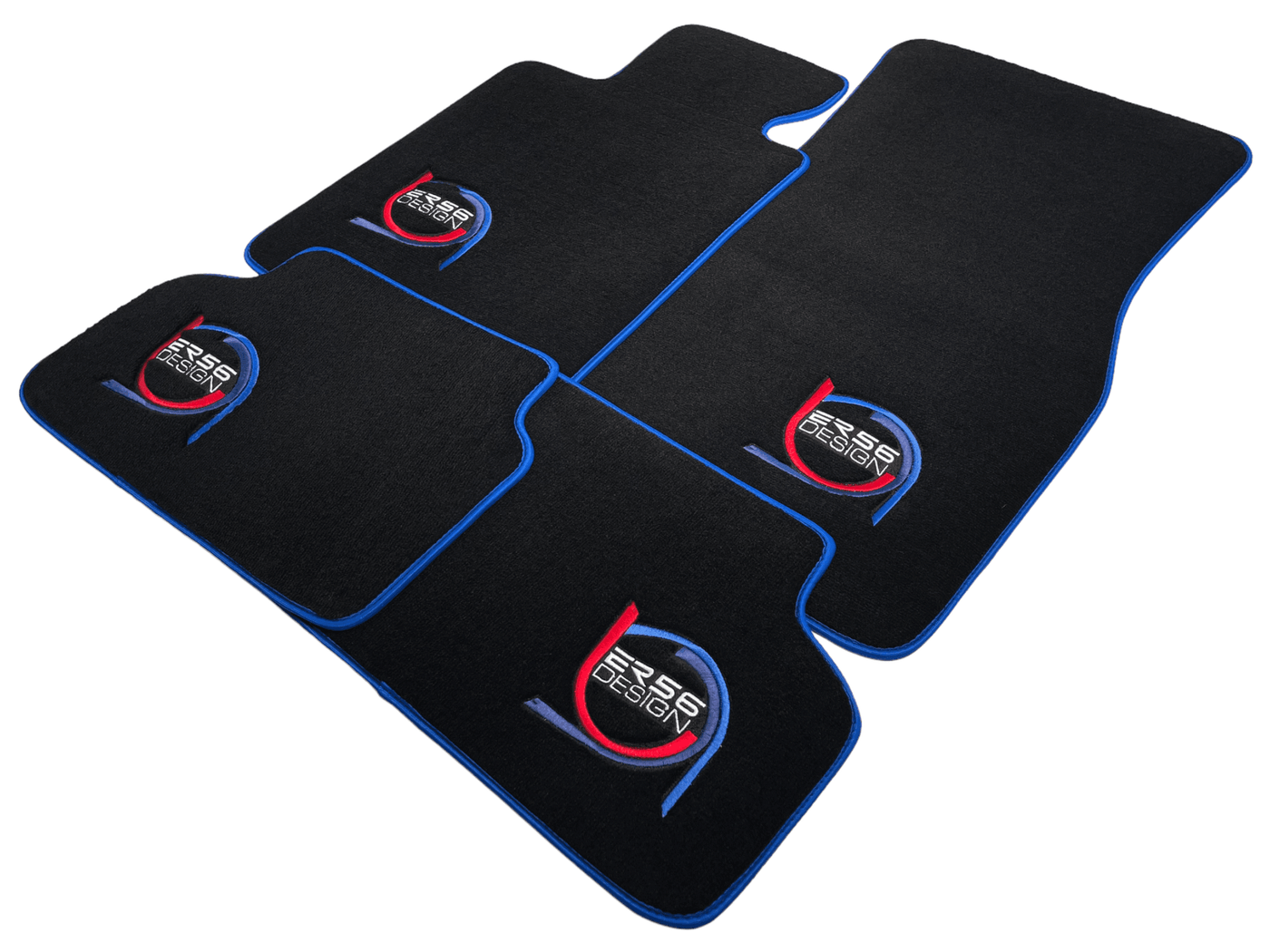Black Floor Mats For BMW M5 E34 ER56 Design Limited Edition Blue Trim - AutoWin