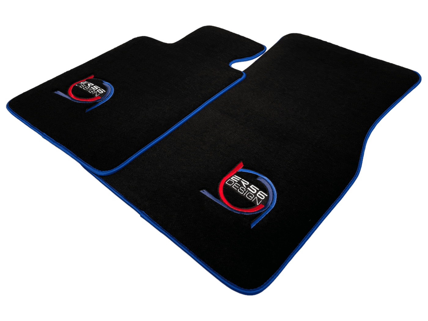 Black Floor Mats For BMW M6 E64 Convertible ER56 Design Limited Edition Blue Trim - AutoWin