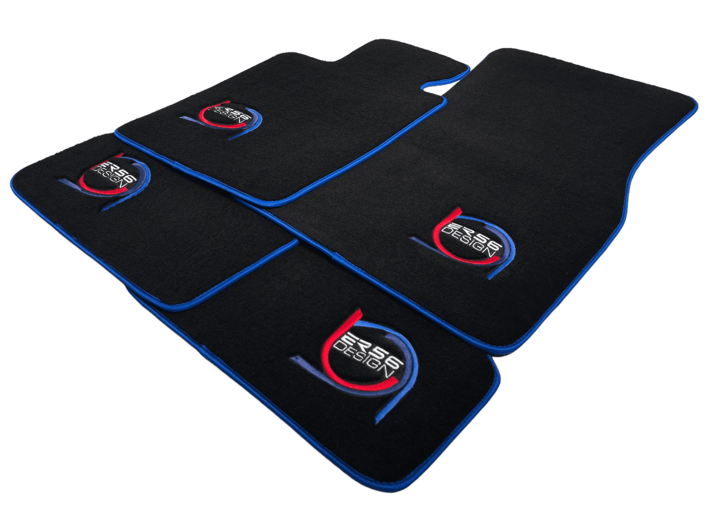 Black Floor Mats For BMW M8 F91 Convertible ER56 Design Limited Edition Blue Trim - AutoWin