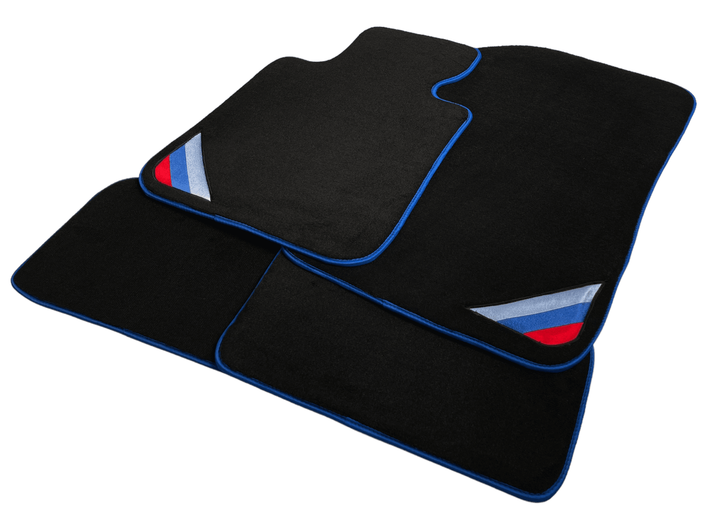 Black Floor Mats For BMW X1 Series E84 With Blue Trim - AutoWin