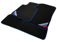 Black Floor Mats For BMW X1 Series E84 With Blue Trim - AutoWin