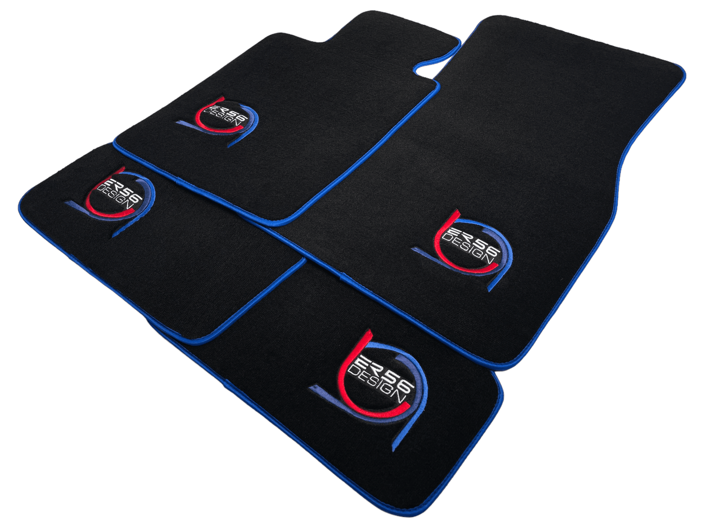 Black Floor Mats For BMW X3 - E83 SUV ER56 Design Limited Edition Blue Trim - AutoWin