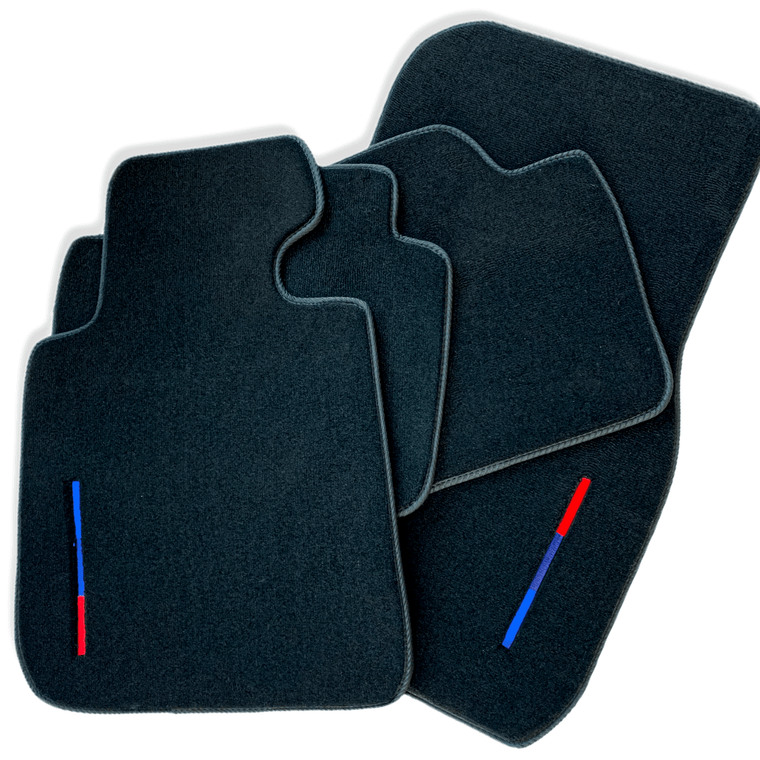 Black Floor Mats For BMW X5 Series F15 With Color Stripes Tailored Set Perfect Fit 2013-2017 - AutoWin