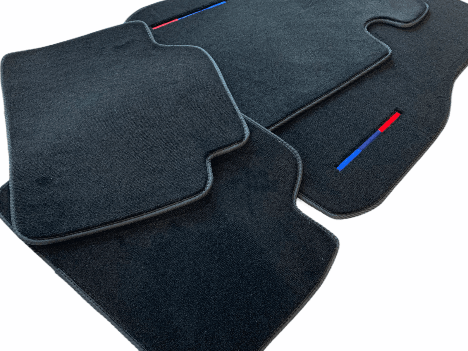 Black Floor Mats For BMW X5 Series F15 With Color Stripes Tailored Set Perfect Fit 2013-2017 - AutoWin