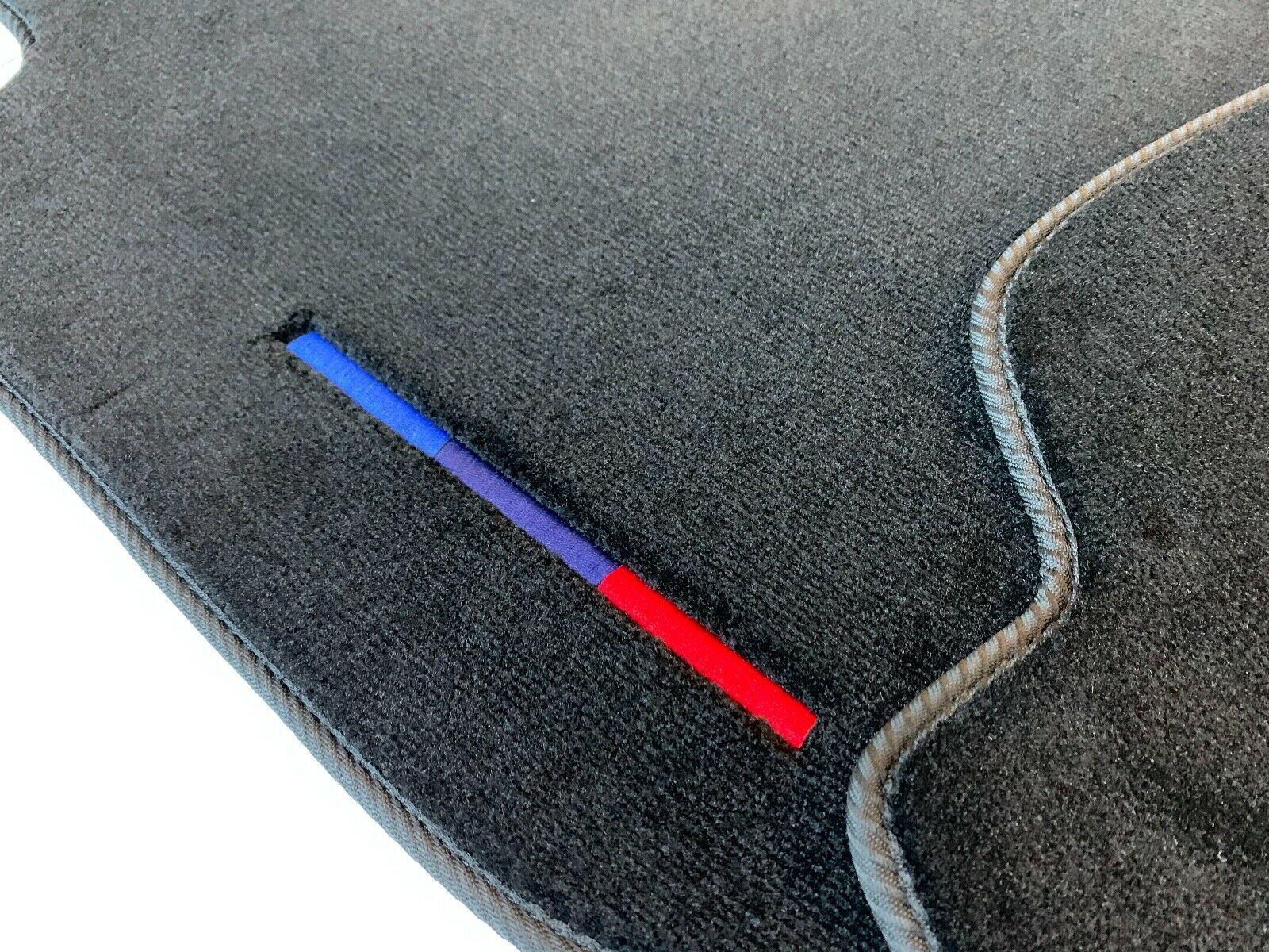 Black Floor Mats For BMW X5 Series F15 With Color Stripes Tailored Set Perfect Fit 2013-2017 - AutoWin