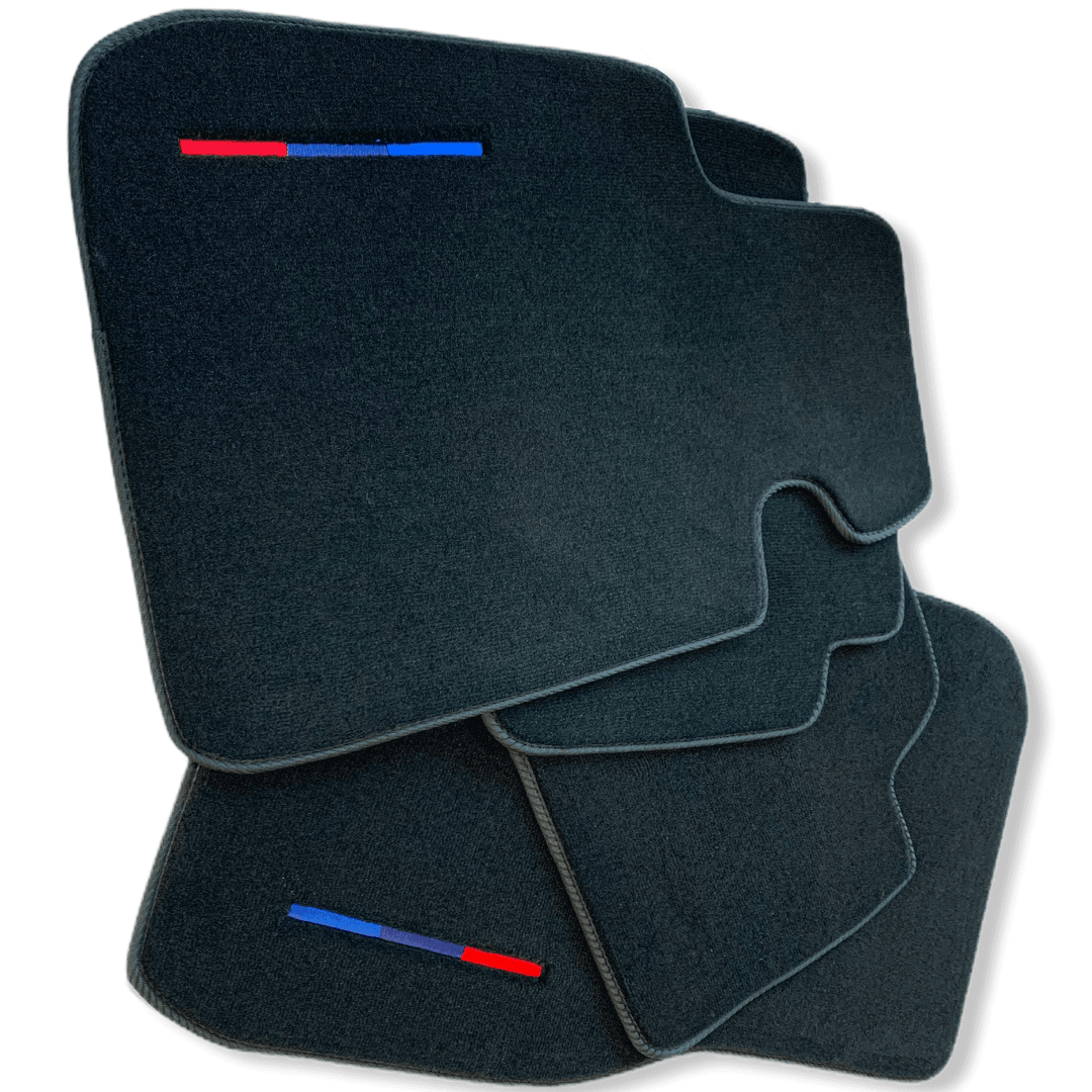 Black Floor Mats For BMW X5 Series F15 With Color Stripes Tailored Set Perfect Fit 2013-2017 - AutoWin