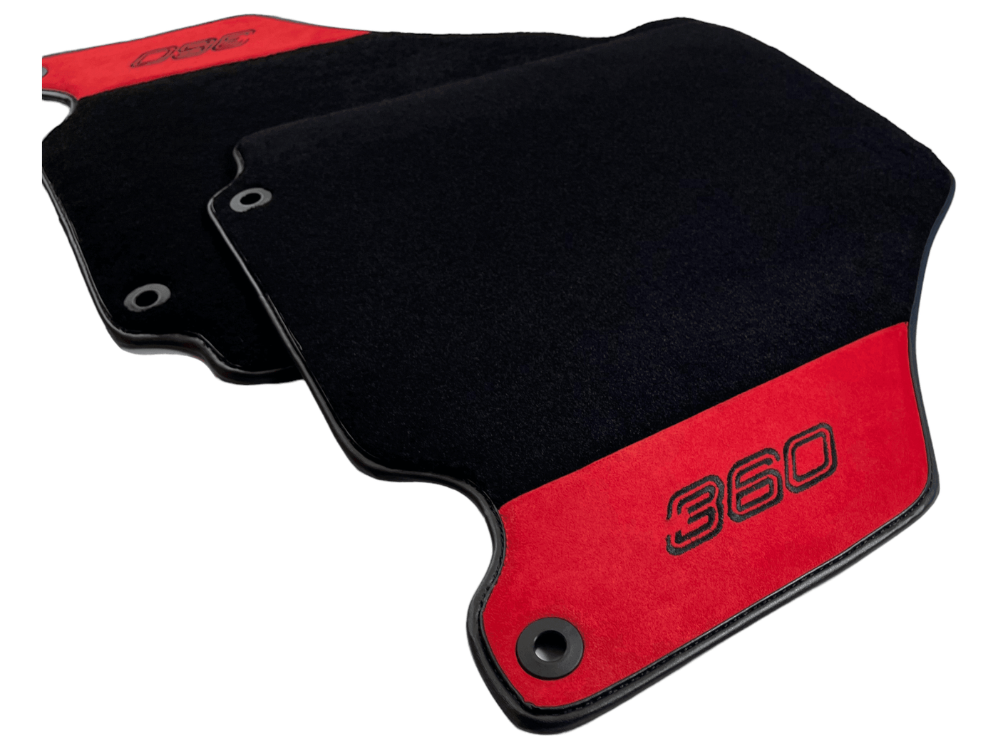 Black Floor Mats For Ferrari 360 Modena 1999-2005 With Red Alcantara Leather - AutoWin