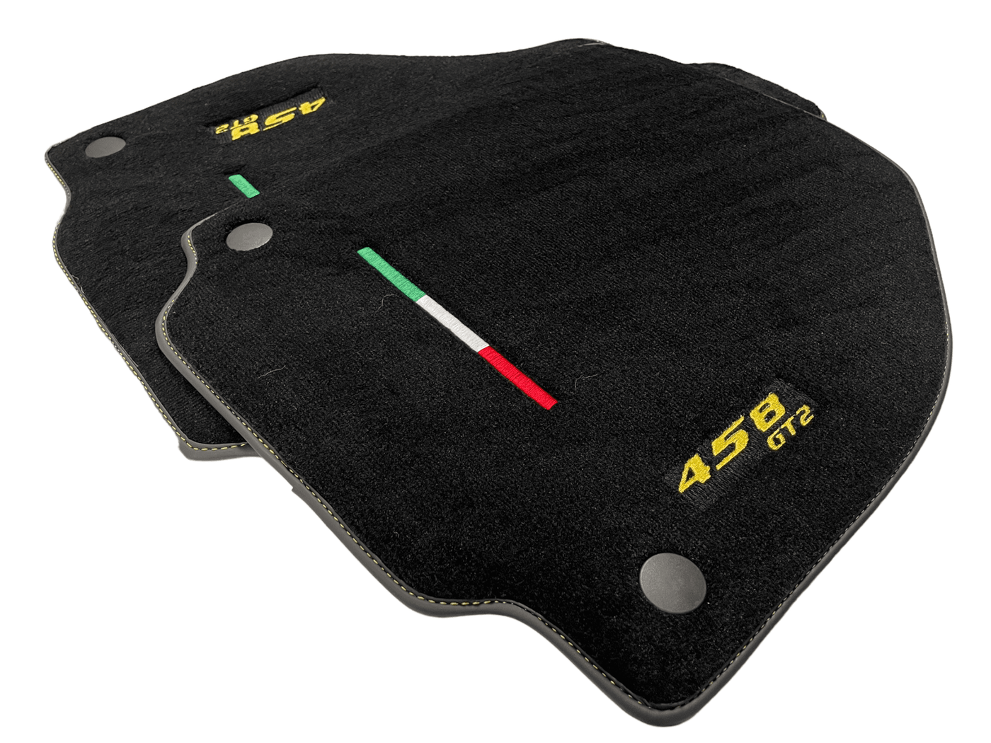Black Floor Mats For Ferrari 458 Gt2 2012-2015 Yellow Sewing - AutoWin