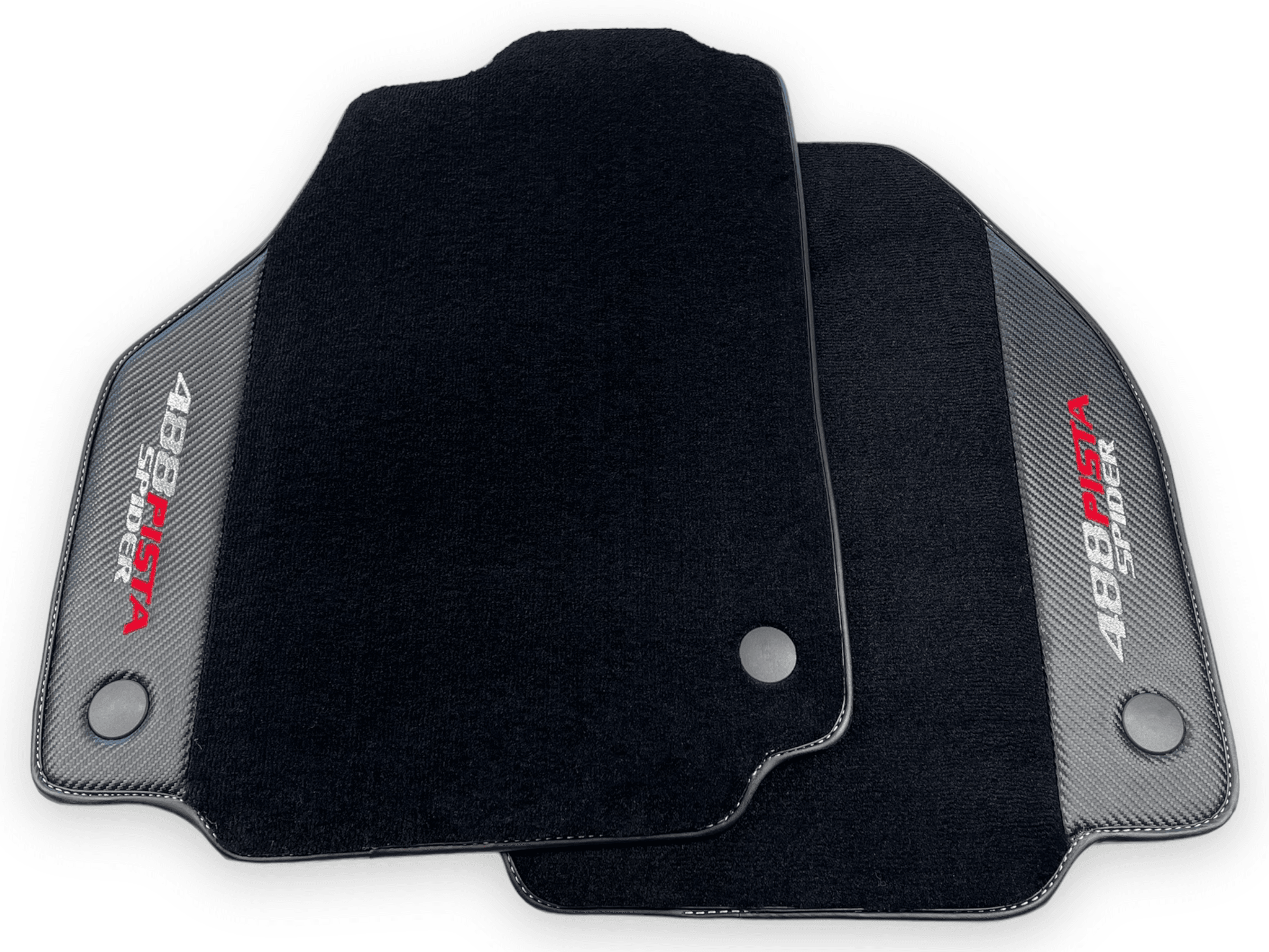 Black Floor Mats For Ferrari 488 Pista Spider 2019-2021 With Carbon Fiber Leather - AutoWin