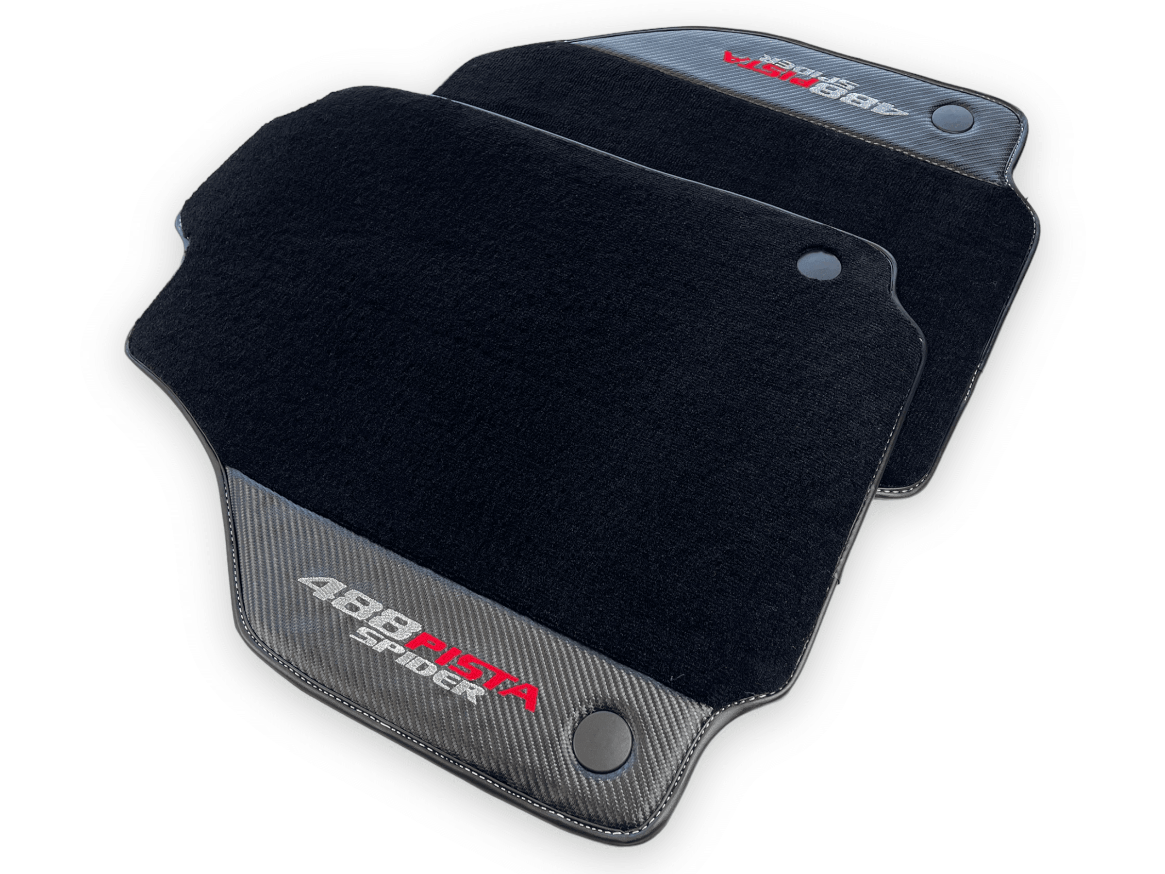 Black Floor Mats For Ferrari 488 Pista Spider 2019-2021 With Carbon Fiber Leather - AutoWin