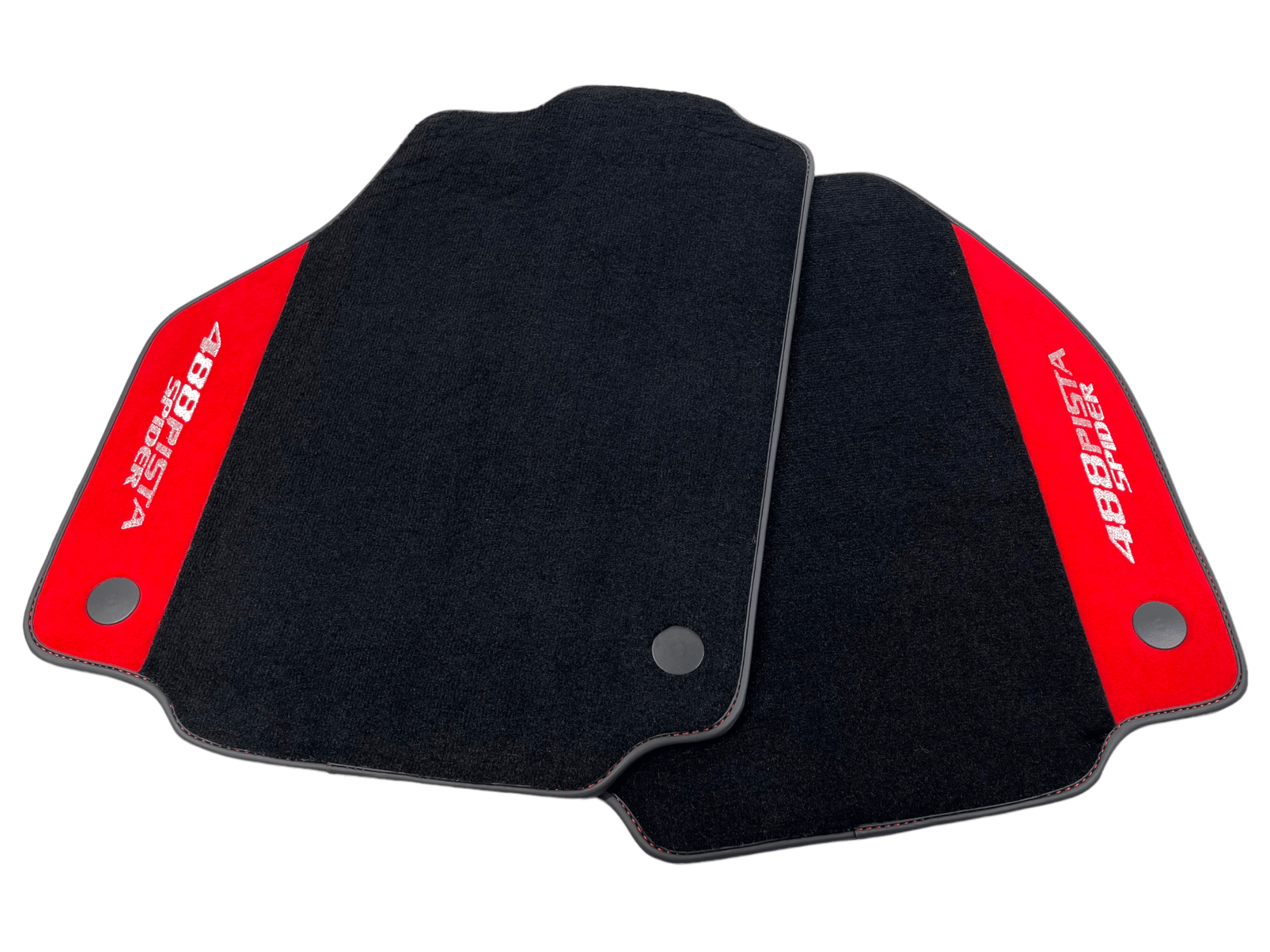 Black Floor Mats For Ferrari 488 Pista Spider 2019-2021 With Red Alcantara Leather - AutoWin