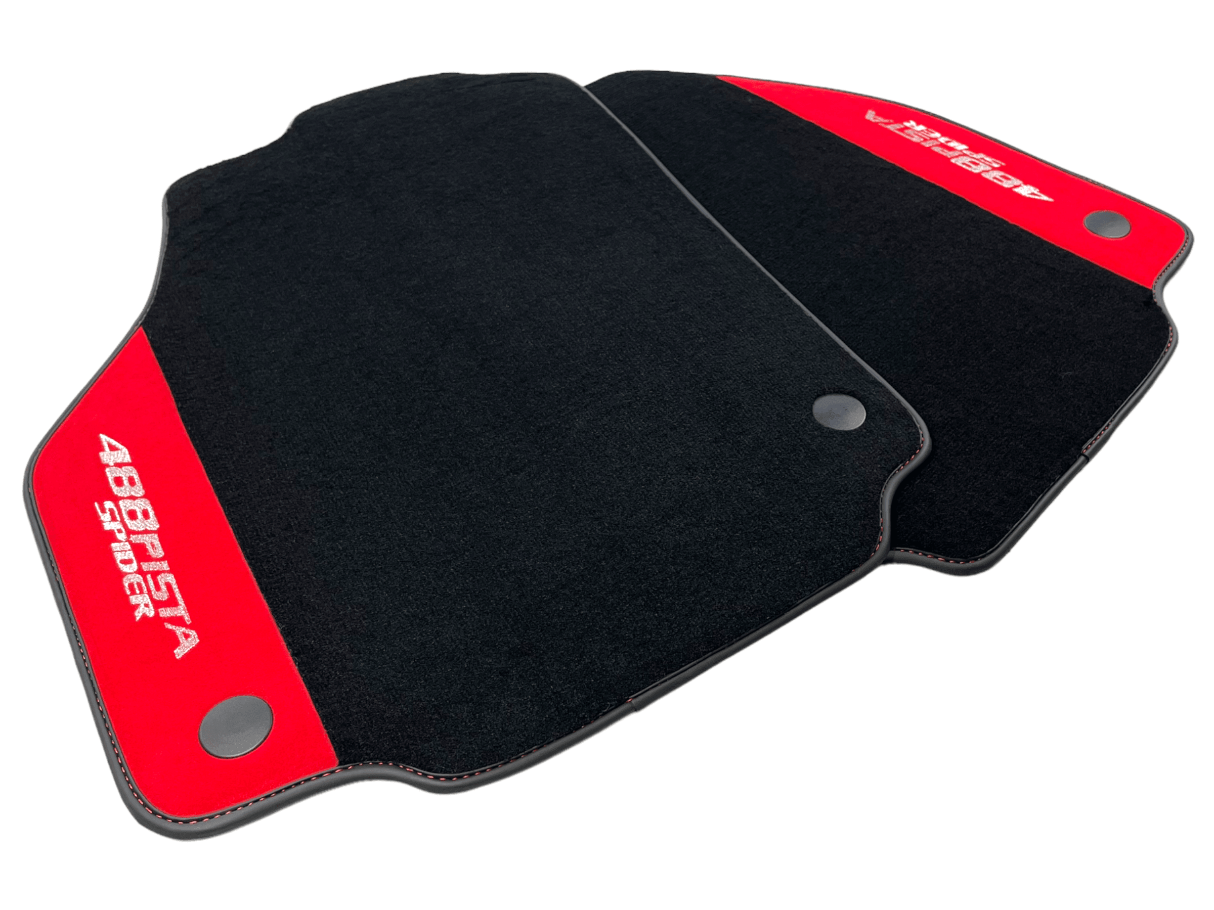 Black Floor Mats For Ferrari 488 Pista Spider 2019-2021 With Red Alcantara Leather - AutoWin