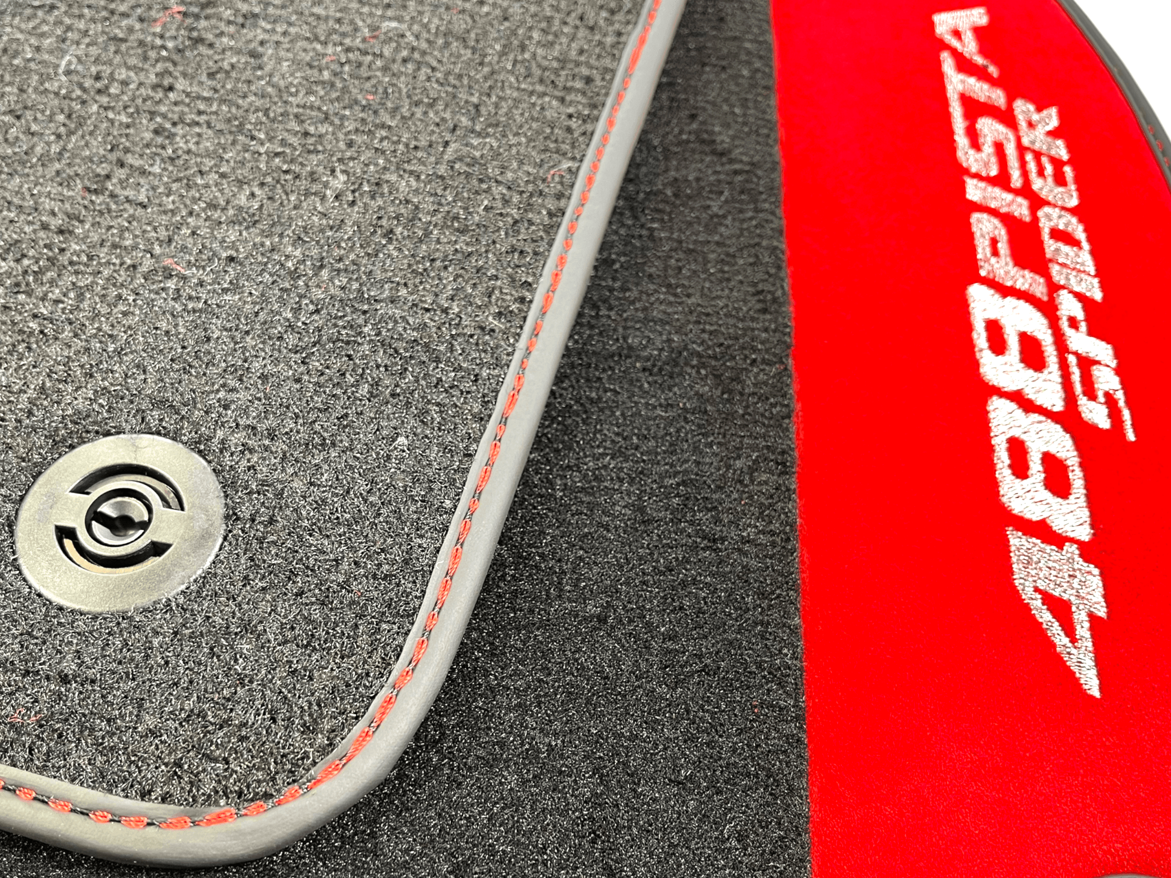 Black Floor Mats For Ferrari 488 Pista Spider 2019-2021 With Red Alcantara Leather - AutoWin