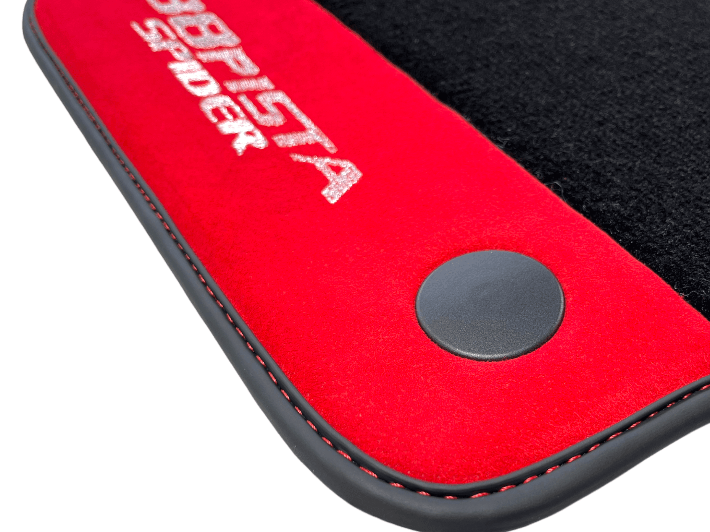 Black Floor Mats For Ferrari 488 Pista Spider 2019-2021 With Red Alcantara Leather - AutoWin