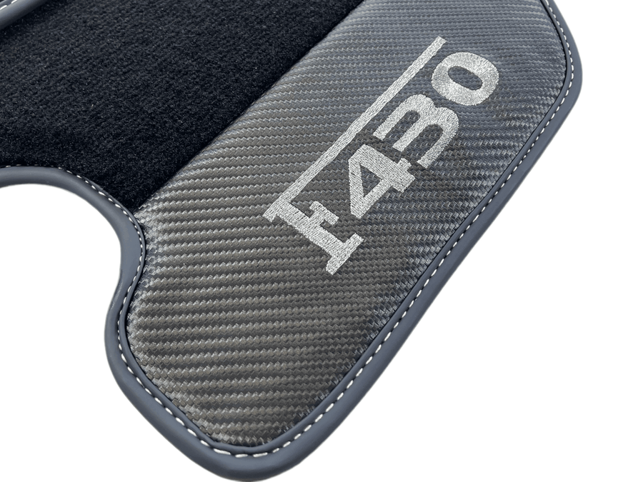 Black Floor Mats For Ferrari F430 2004-2009 With Carbon Fiber Leather - AutoWin