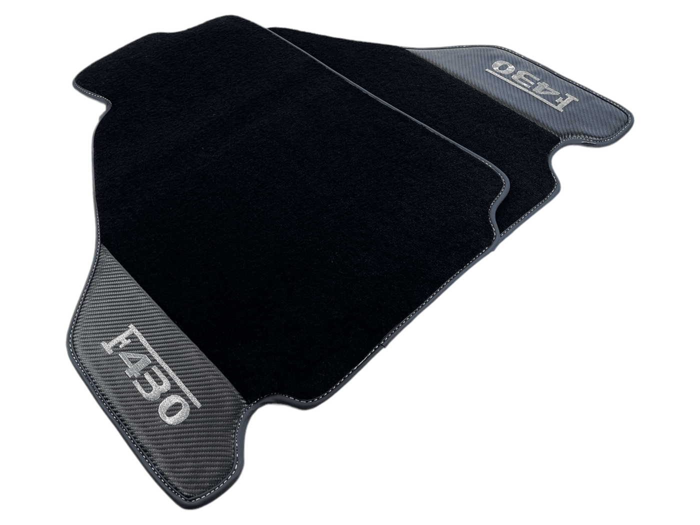 Black Floor Mats For Ferrari F430 2004-2009 With Carbon Fiber Leather - AutoWin