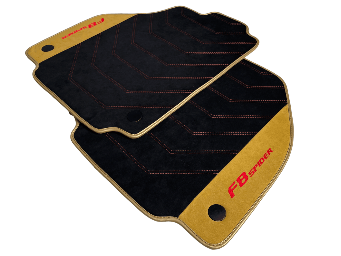 Black Floor Mats For Ferrari F8 Spider 2019-2022 With Tan Alcantara Leather - AutoWin