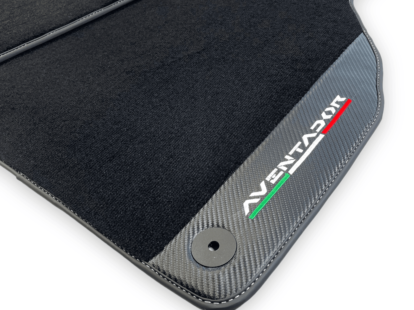Black Floor Mats for Lamborghini Aventador With Carbon Fiber Leather - AutoWin