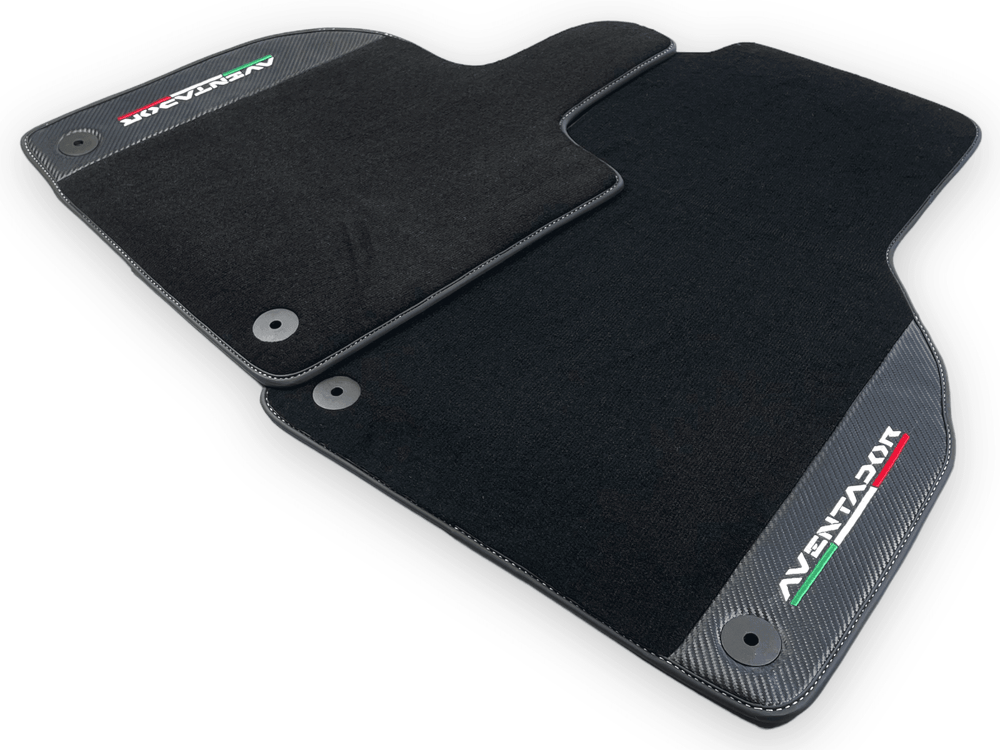 Black Floor Mats for Lamborghini Aventador With Carbon Fiber Leather - AutoWin
