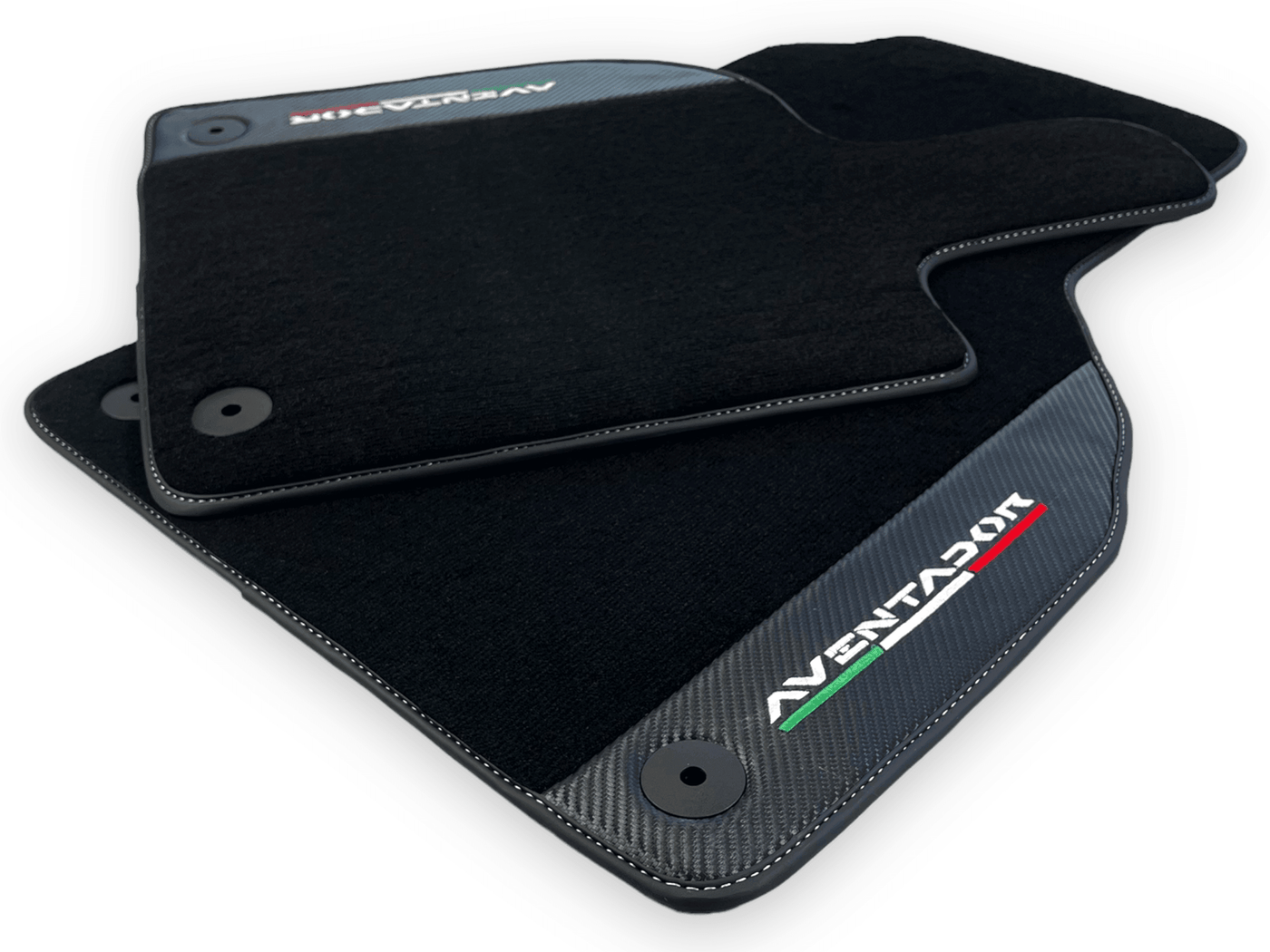 Black Floor Mats for Lamborghini Aventador With Carbon Fiber Leather - AutoWin