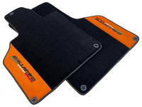Black Floor Mats for Lamborghini Gallardo With Orange Alcantara Leather - AutoWin