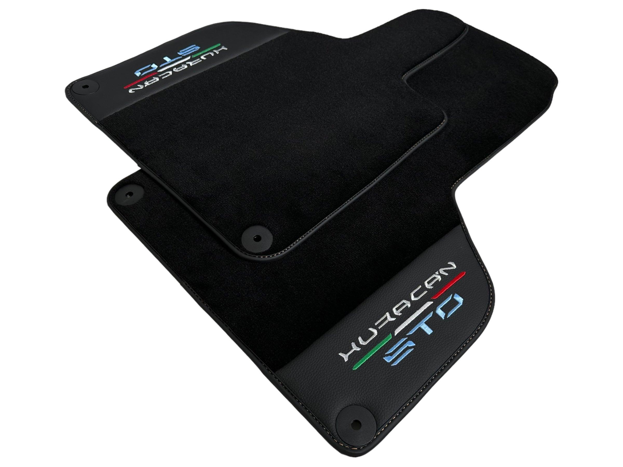 Black Leather Floor Mats for Lamborghini Huracan STO - USA | FedEx Express