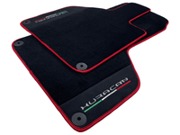 Black Floor Mats for Lamborghini Huracan with Alcantara Leather And Red Trim - AutoWin