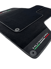 Black Carpet Floor Mats for Lamborghini Huracan with Alcantara Leather - AutoWin