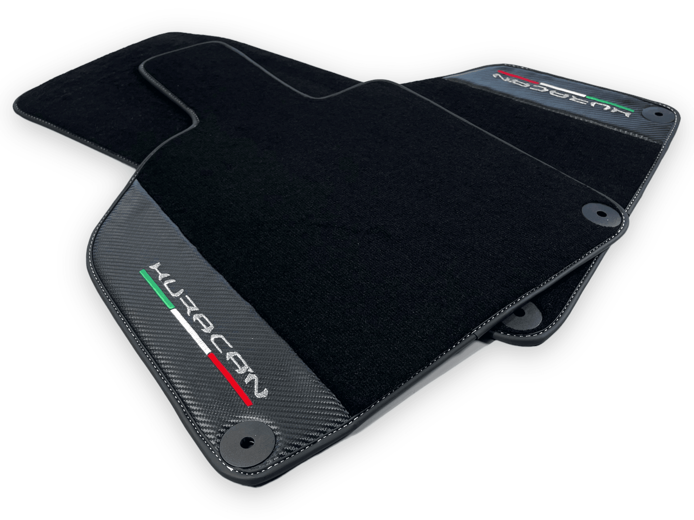 Black Floor Mats for Lamborghini Huracan With Carbon Fiber Leather - AutoWin