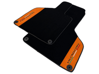 Black Floor Mats for Lamborghini Huracan with Orange Alcantara Leather - AutoWin