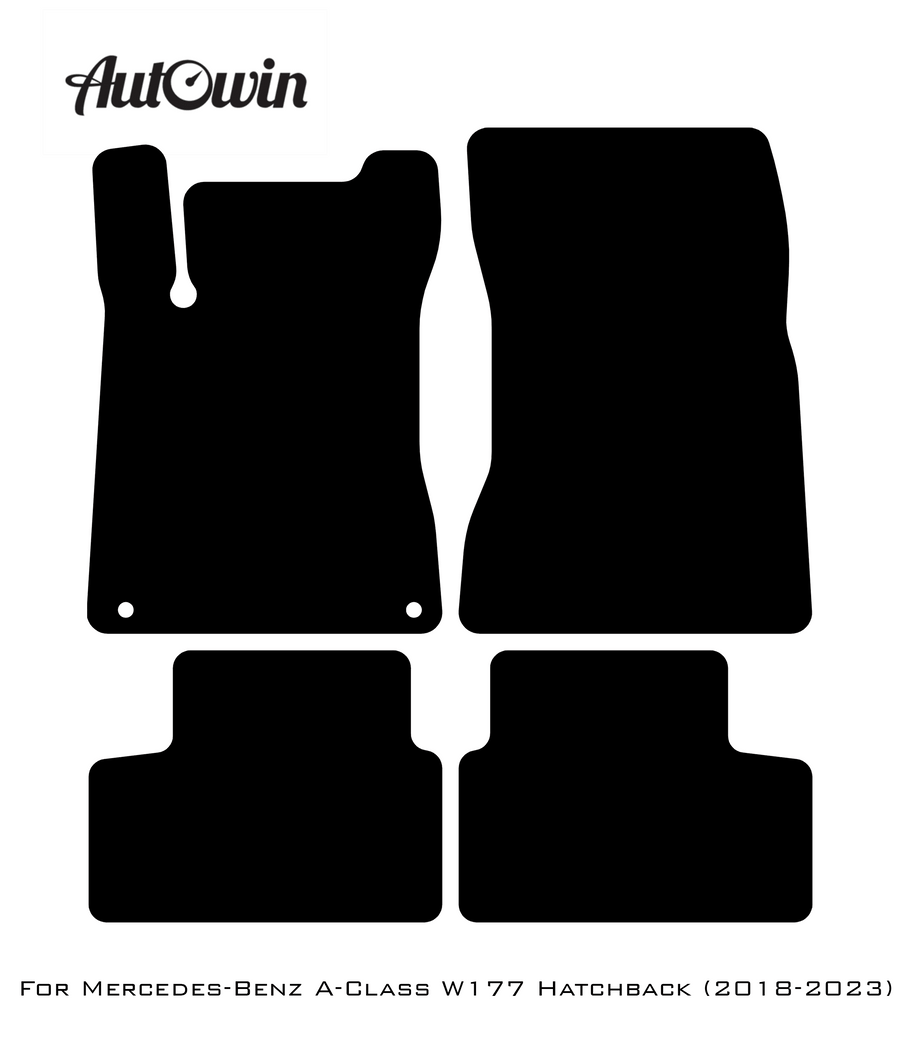 Black Floor Mats For Mercedes Benz A-Class W177 Hatchback (2018-2023) | AutoWin Edition - AutoWin