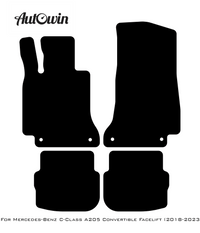 Black Floor Mats For Mercedes Benz C-Class A205 Convertible Facelift (2018-2023) | AutoWin Edition - AutoWin