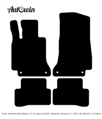 Black Floor Mats For Mercedes Benz C-Class S205 Wagon Facelift (2018-2023) Hybrid | Fighter Jet Edition - AutoWin