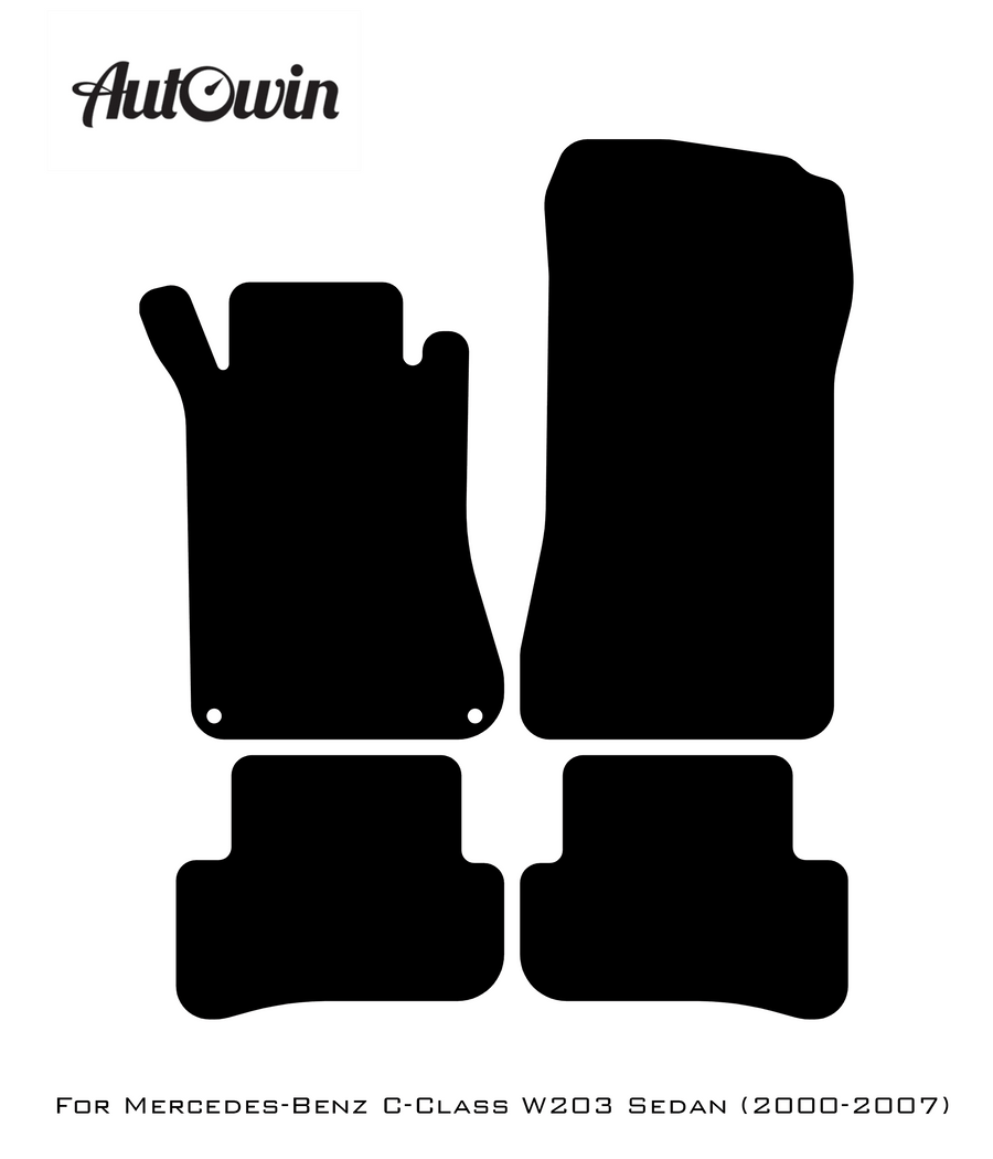 Black Floor Mats For Mercedes Benz C-Class W203 Sedan (2000-2007) | Fighter Jet Edition - AutoWin