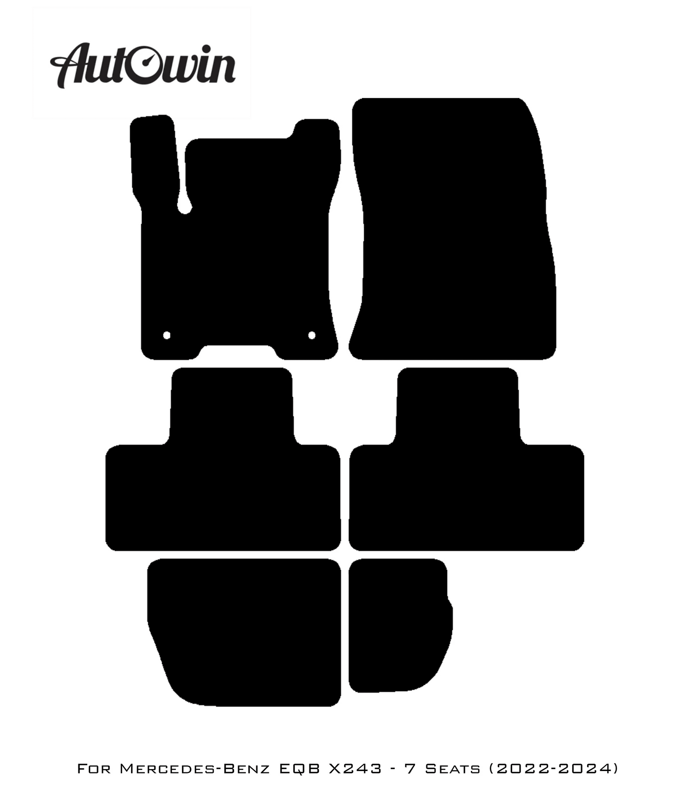 Black Floor Mats For Mercedes Benz EQB-Class X243 (2022-2024) | Fighter Jet Edition - AutoWin