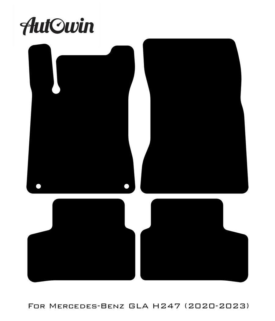 Black Floor Mats For Mercedes Benz GLA-Class H247 (2020-2023) | AutoWin Edition - AutoWin