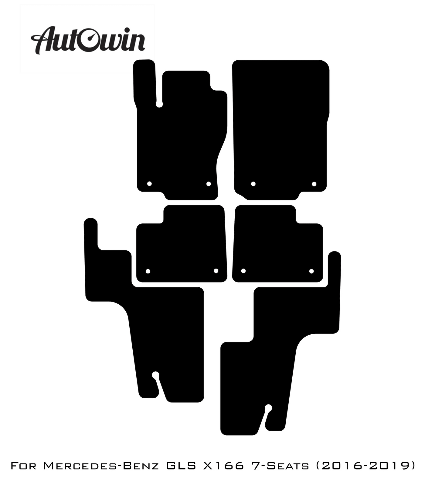 Black Floor Mats For Mercedes Benz GLS-Class X166 (2016-2019) | Fighter Jet Edition - AutoWin
