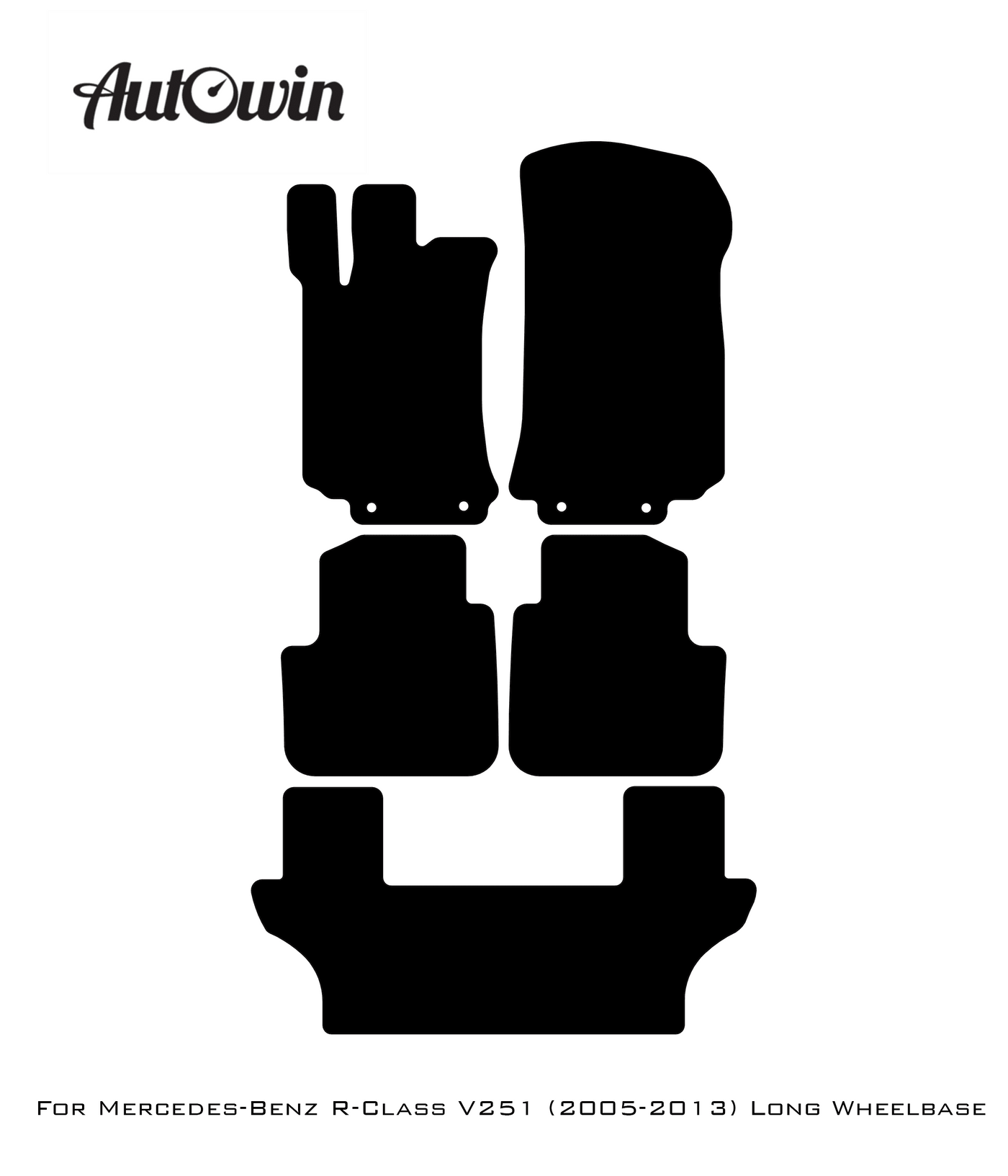 Black Floor Mats For Mercedes Benz R-Class V251 (2005-2013) Long Wheelbase | AutoWin Edition - AutoWin