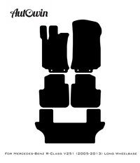 Black Floor Mats For Mercedes Benz R-Class V251 (2005-2013) Long Wheelbase | AutoWin Edition - AutoWin