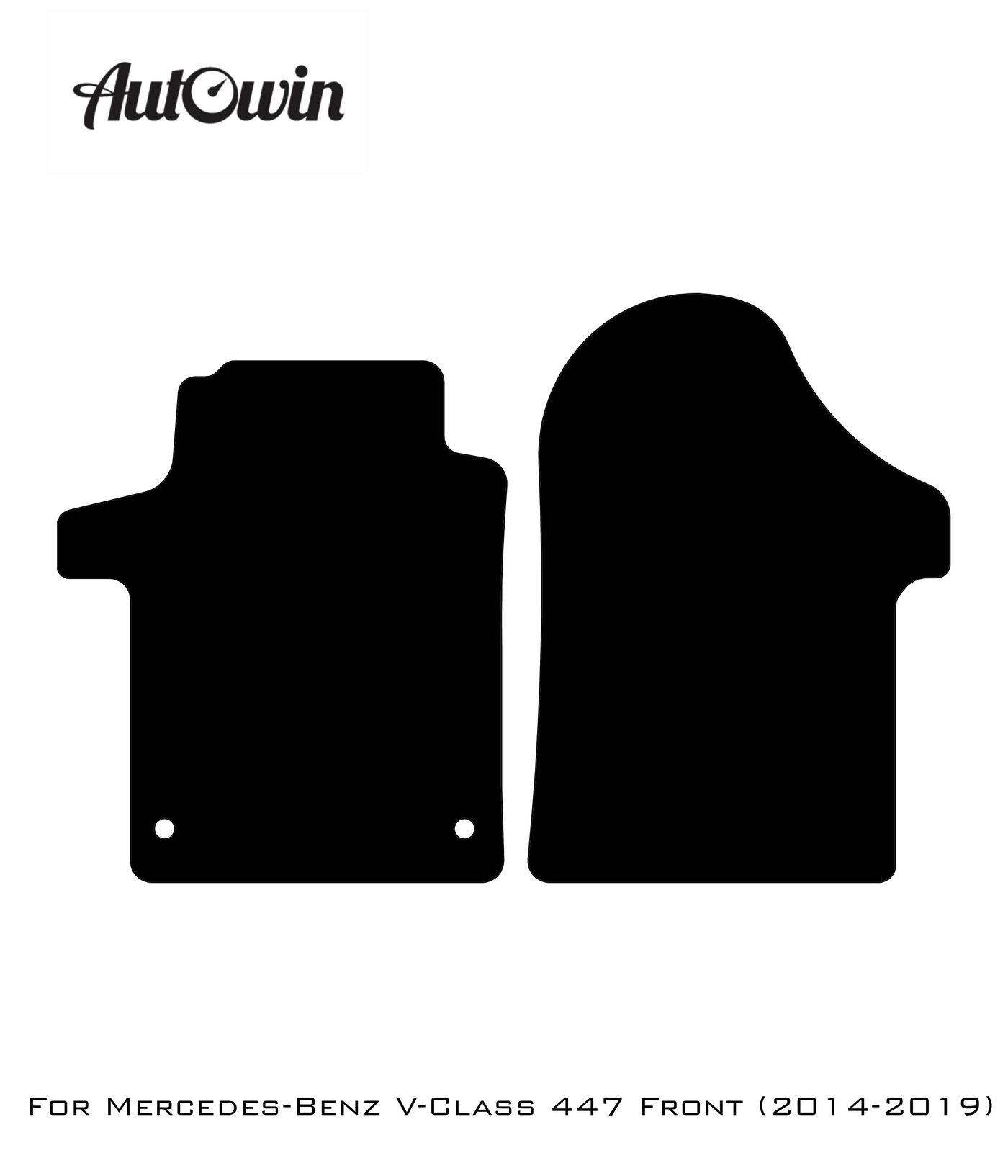 Black Floor Mats For Mercedes Benz V-Class 447 Front (2014-2019) | AutoWin Edition - AutoWin