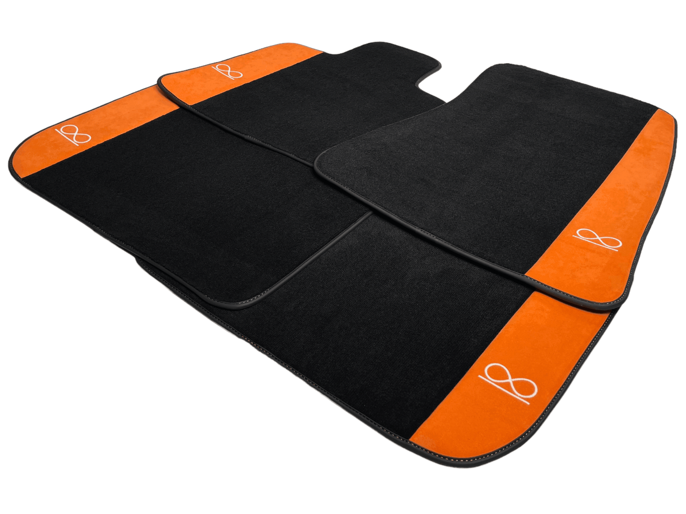 Black Floor Mats For Rolls Royce Black Badge Cullinan Orange Alcantara Leather - AutoWin