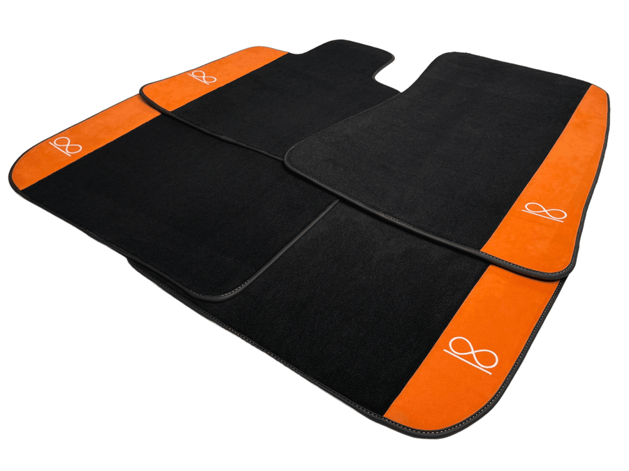 Black Floor Mats For Rolls Royce Black Badge Dawn Alcantara Leather - AutoWin