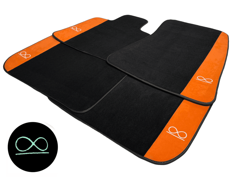 Black Floor Mats For Rolls Royce Black Badge Phantom Drophead Orange Alcantara - AutoWin