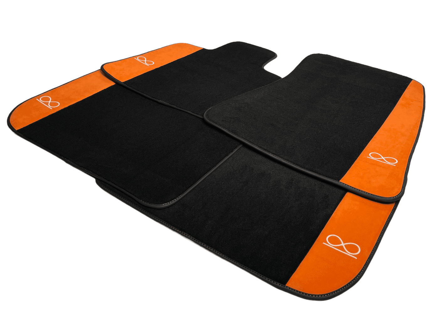 Black Floor Mats For Rolls Royce Black Badge Phantom Orange Alcantara - AutoWin